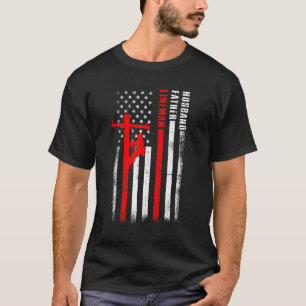 Mannen elektrische kabel Lineman Husband Vader Vet T-shirt