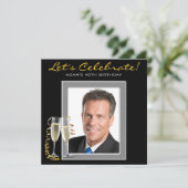 Mannen Elk Nummer Foto Verjaardagsfeest Kaart (Staand voorkant)