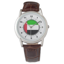 Mannen Emirates Flag Classic Bruin Lederen horloge