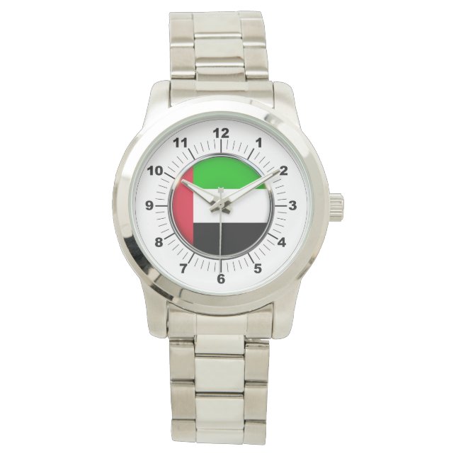 Mannen Emirates Vlag Oversized Zilver horloge (Voorkant)