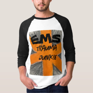 Mannen EMS-traumajunkie sinaasappel en grafiet T-shirt