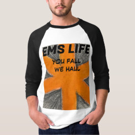 Mannen EMT-sinaasappel en grafietster van het leve T-shirt