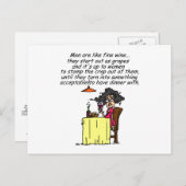 Mannen en FIne Wine Humor Briefkaart (Voorkant / Achterkant)