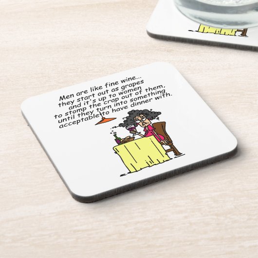 Mannen en FIne Wine Humor Drankjes Onderzetter (Linkerzijde)