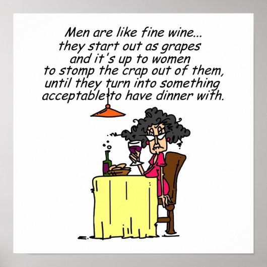 Mannen en FIne Wine Humor Poster (Voorkant)