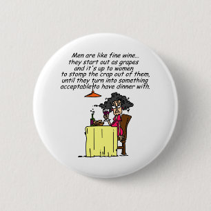 Mannen en FIne Wine Humor Ronde Button 5,7 Cm