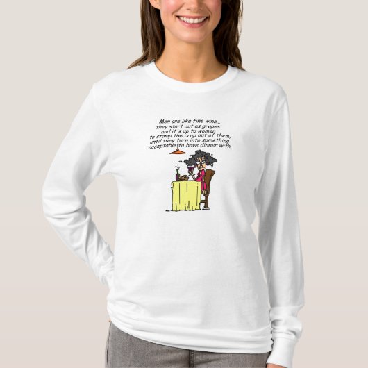 Mannen en FIne Wine Humor T-shirt (Voorkant)