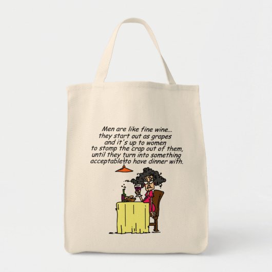 Mannen en FIne Wine Humor Tote Bag (Voorkant)