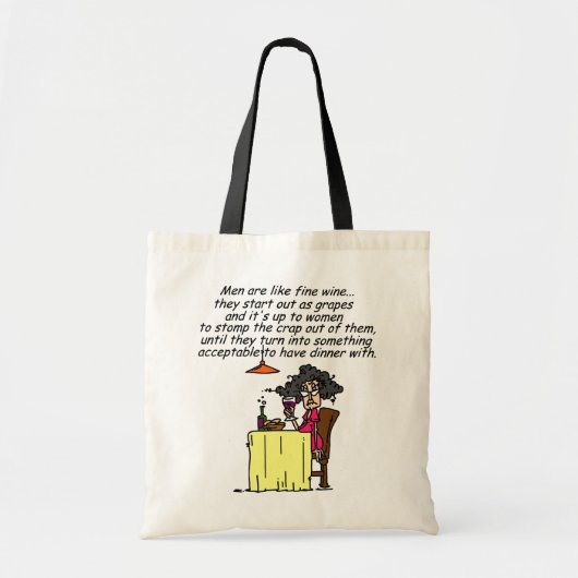 Mannen en FIne Wine Humor Tote Bag (Voorkant)