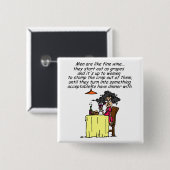 Mannen en FIne Wine Humor Vierkante Button 5,1 Cm (Voorkant /achterkant)