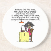 Mannen en FIne Wine Humor Zandsteen Onderzetter (Voorkant)