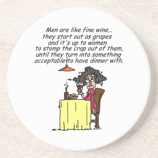 Mannen en FIne Wine Humor Zandsteen Onderzetter (Voorkant)