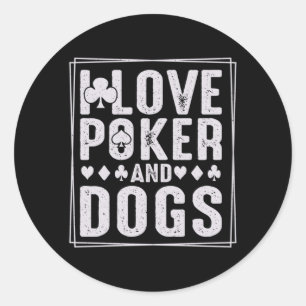 Mannen en honden grappige speelkaart gokker Presta Ronde Sticker
