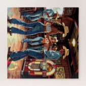 Mannen en vrouwen linedansen in een bar legpuzzel (Horizontaal)