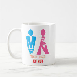 Mannen- en Vrouwentypografie Pictogramontwerp Koffiemok