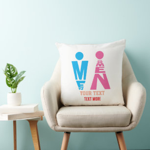 Mannen- en Vrouwentypografie Pictogramontwerp Kussen