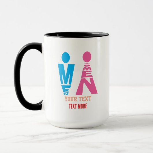 Mannen- en Vrouwentypografie Pictogramontwerp Mok (Links)