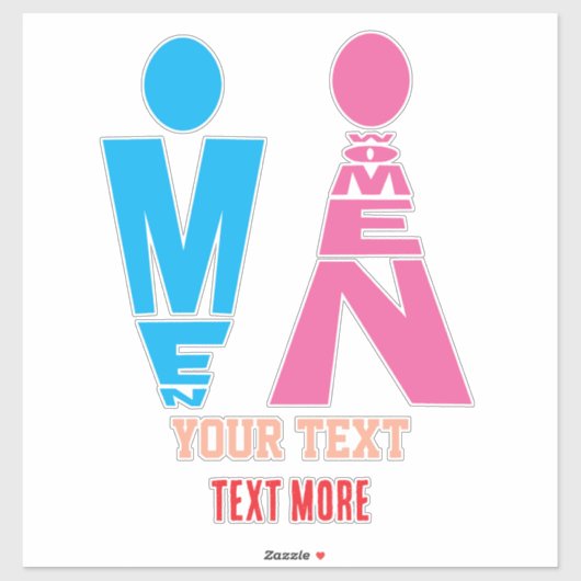 Mannen- en Vrouwentypografie Pictogramontwerp Sticker (Vel)