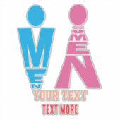 Mannen- en Vrouwentypografie Pictogramontwerp Sticker (Voorkant)