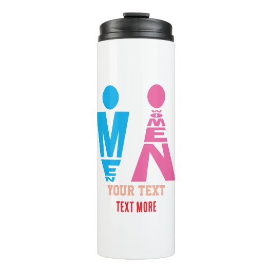 Mannen- en Vrouwentypografie Pictogramontwerp Thermosbeker (Voorkant)