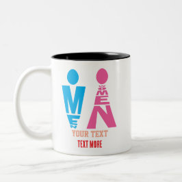 Mannen- en Vrouwentypografie Pictogramontwerp Tweekleurige Koffiemok