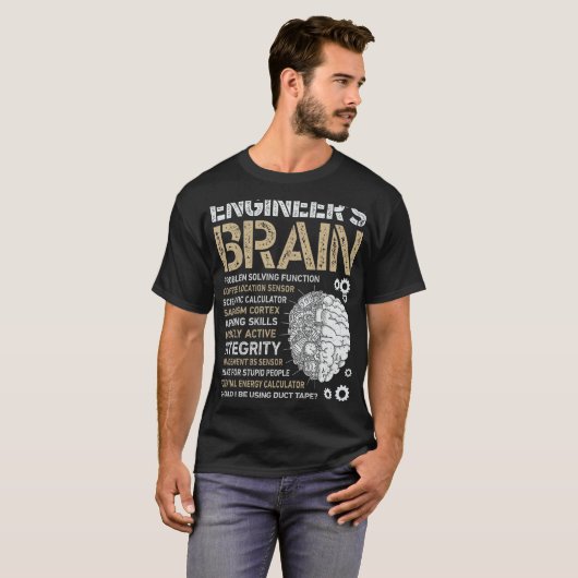 Mannen-engine van de Brain Funny Process Engineer T-shirt (Voorkant volledig)