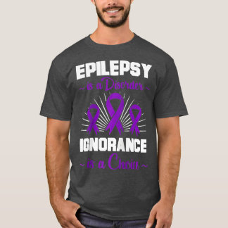 Mannen Epilepsy Warrior Epileptic Day Paars Ribbon T-shirt