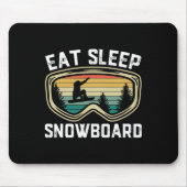 Mannen Eten Slaap Snowboard Grappig Retro Snowboar Muismat (Voorkant)