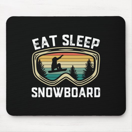 Mannen Eten Slaap Snowboard Grappig Retro Snowboar Muismat (Voorkant)