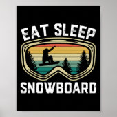 Mannen Eten Slaap Snowboard Grappig Retro Snowboar Poster (Voorkant)