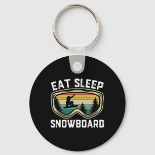 Mannen Eten Slaap Snowboard Grappig Retro Snowboar Sleutelhanger