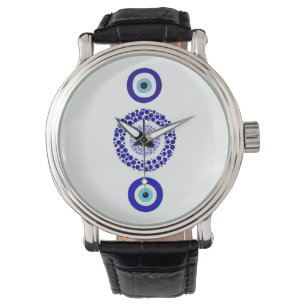 Mannen Evil Eye  Leather Watch Horloge