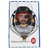 Mannen Fab Pirate Birthday Funny 50th Face Great Medium Cadeauzakje (Voorkant)
