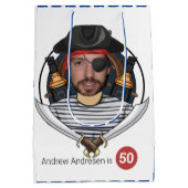 Mannen Fab Pirate Birthday Funny 50th Face Great Medium Cadeauzakje (Achterkant)