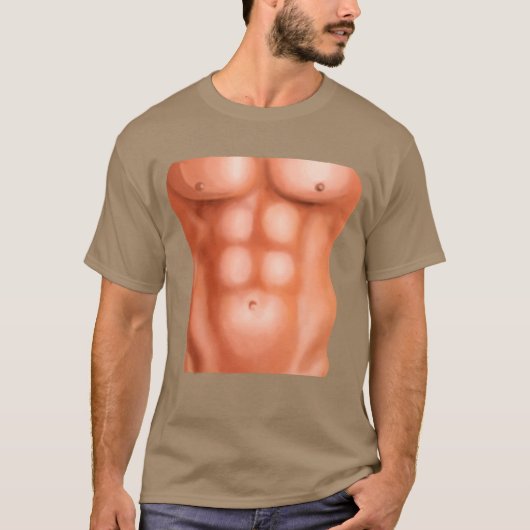 Mannen Fake Abs T-shirt (Voorkant)