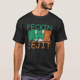 Mannen Feckin Eejit Ierland Irish Slang Flag Funny T-shirt
