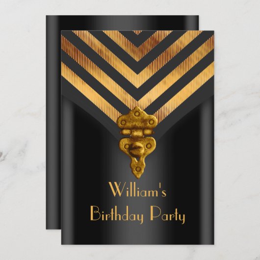  Mannen feestdag Gold Black Stripe Kaart (Voorkant / Achterkant)