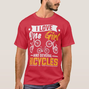 Mannen fietser houdt van een meisje en van verschi t-shirt