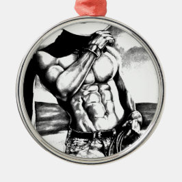 Mannen Fine Art Cowboy Bodybuilding Cool Metalen Ornament