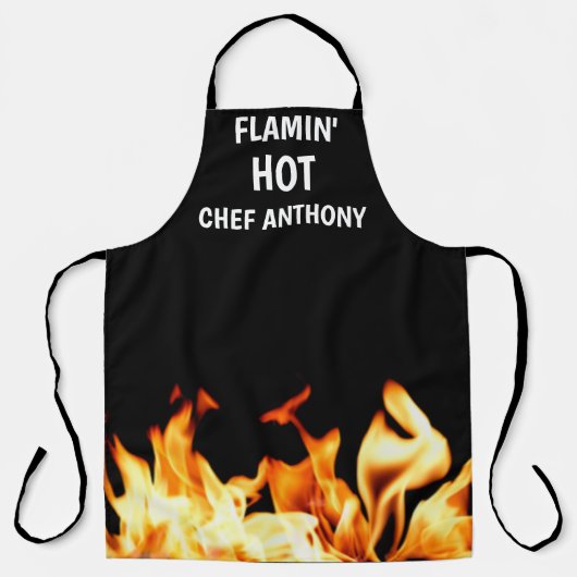 Mannen Flamin Hot Black Modern Pap Chef BBQ Schort (Voorkant)