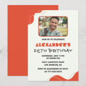 Mannen Foto 28e verjaardagsuitnodigingen Modern Re Kaart (Voorkant / Achterkant)