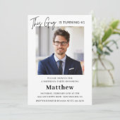 Mannen Foto 41e verjaardagsuitnodiging Navy blue Kaart (Staand voorkant)