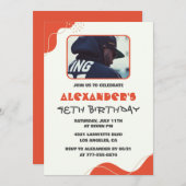 Mannen Foto 48e verjaardagsuitnodiging Modern Rood Kaart (Voorkant / Achterkant)