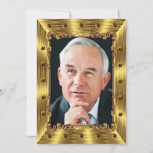 Mannen foto 60th Birthday Party King Crown Gold Kaart (Achterkant)
