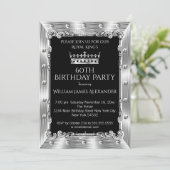 Mannen foto 60th Birthday Party King Silver Crown Kaart (Staand voorkant)