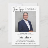 Mannen Foto 69ste verjaardag uitnodigingen Navy bl (Voorkant)