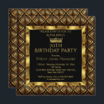 Mannen foto 70th Birthday Party Crown Gold Art Dec Kaart<br><div class="desc">Mannen 70e verjaardag Foto Crown Gold Art Deco. Elegant Birthday Party Black Gold Art Deco. Pas je aan met je eigen gegevens.</div>