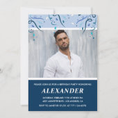 Mannen Foto Navy Blauwe 61e verjaardagsuitnodiging Kaart (Voorkant)