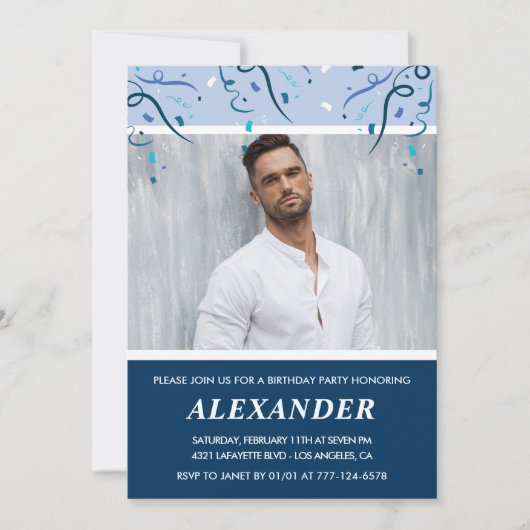 Mannen foto Navy Blue 48ste verjaardag Kaart (Voorkant)