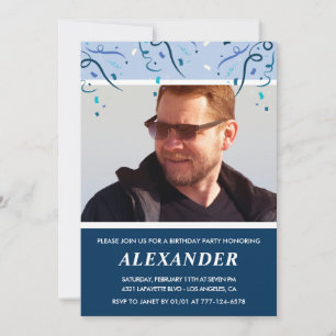 Mannen Foto Navy Blue 67e verjaardagsuitnodigingen Kaart